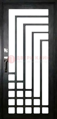Черная стальная решетчатая дверь в современном стиле ДР-43 в Ростове-На-Дону