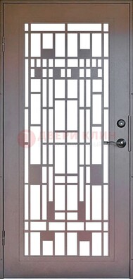 Коричневая стальная решетчатая дверь с узором ДР-4 в Ростове-На-Дону