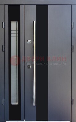 Серая стальная дверь со стеклом ДС-11 в Ростове-На-Дону