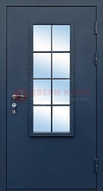 Темная металлическая дверь порошок со стеклом ДС-34 в Ростове-На-Дону