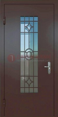 Входная металлическая дверь со стеклом для дома ДС-6 в Ростове-На-Дону