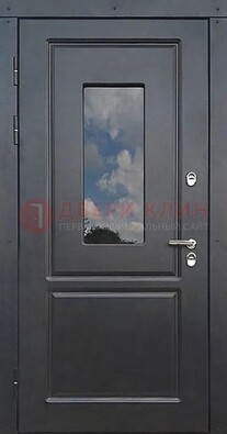 Чёрная металлическая дверь со стеклом ДС-77 в Ростове-На-Дону
