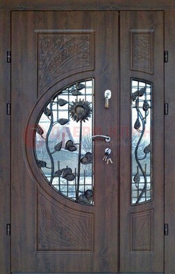 Входная дверь стекло с ковкой и резьбой ДСК-202 в Ростове-На-Дону