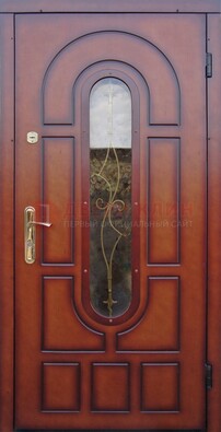 Яркая металлическая дверь Винорит со стеклом и ковкой ДСК-268 в Ростове-На-Дону