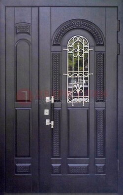 Входная дверь Винорит со стеклом и ковкой с узором ДСК-270 в Ростове-На-Дону