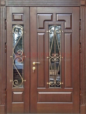 Стальная распашная дверь Винорит стекло и ковка ДСК-274 в Ростове-На-Дону