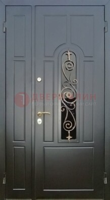 Металлическая дверь Винорит со стеклом в темном цвете ДСК-276 в Ростове-На-Дону