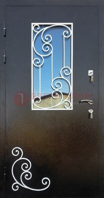 Входная дверь Порошок со стеклом и ковкой ДСК-278 в Ростове-На-Дону