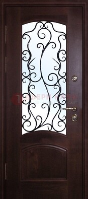 Металлическая дверь со стеклом и ковкой ДСК-6 в квартиру в Можайске