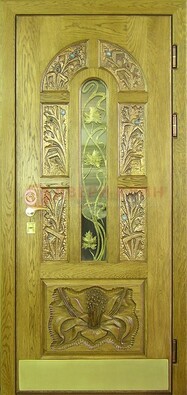 Металлическая дверь со стеклом и ковкой ДСК-90 в гостиницу в Ростове-На-Дону