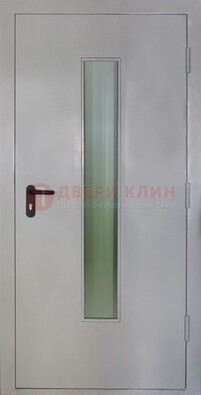 Белая металлическая противопожарная дверь со стеклянной вставкой ДТ-2 в Рязани