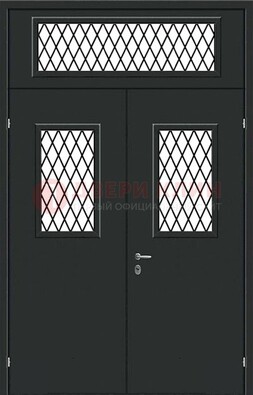 Черная железная тамбурная дверь с декоративными вставками ДТМ-16 в Ростове-На-Дону