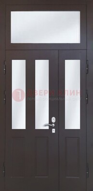 Черная тамбурная дверь со стеклянными вставками ДТМ-38 в Ростове-На-Дону