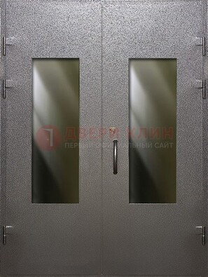 Серая тамбурная дверь со стеклянными вставками ДТМ-8 в Ростове-На-Дону