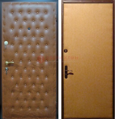 Желтая железная дверь с винилискожей ДВ-2 в Ростове-На-Дону