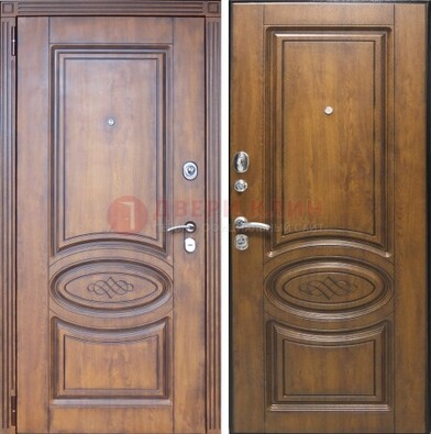 Коричневая металлическая дверь с виноритом ДВТ-10 в Ростове-На-Дону