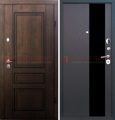 Входная дверь Итальянский орех с МДФ с черным стеклом ДМ-1199 в Ростове-На-Дону