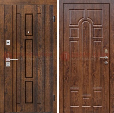 Стальная коричневая дверь с МДФ и коричневой МДФ внутри ДМ-1388 в Ростове-На-Дону
