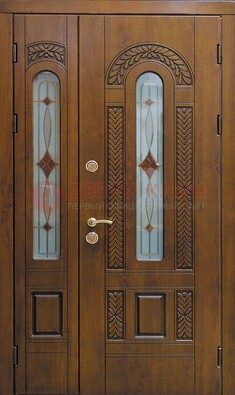 Темная стальная дверь с виноритом и стеклом ДВТ-179 в Ростове-На-Дону