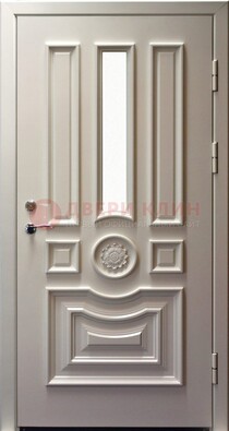 Белая уличная дверь с виноритом и стеклом ДВТ-201 в Ростове-На-Дону