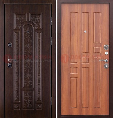 Темная металлическая дверь с виноритом и узором ДВТ-224 в Ростове-На-Дону