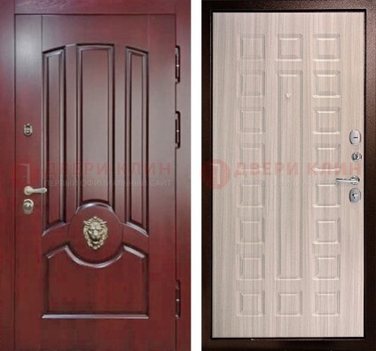 Темно-красная входная дверь с виноритом ДВТ-234 в Ростове-На-Дону