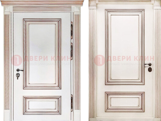 Белая металическая дверь с виноритом для дома ДВТ-239 в Ростове-На-Дону