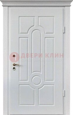 Белая уличная дверь с виноритом для дома ДВТ-247 в Ростове-На-Дону
