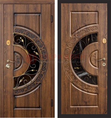 Металлическая дверь с виноритом и панелью Золотой Дуб ДВТ-71 в Ростове-На-Дону