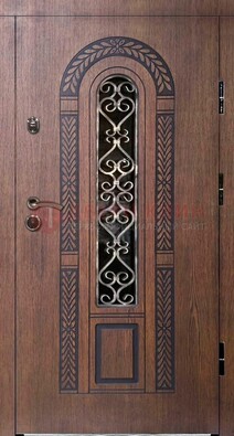 Стальная коричневая дверь с виноритом и МДФ ДВТ-81 в Ростове-На-Дону