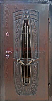 Стальная коричневая дверь с виноритом и МДФ ДВТ-83 в Тольятти