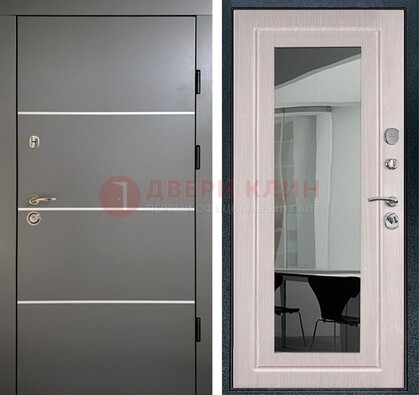 Черная металлическая дверь с зеркалом ДЗ-12 в Ростове-На-Дону