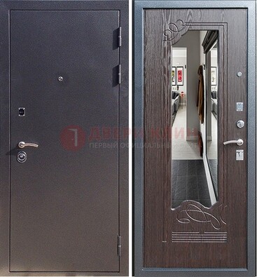Черная входная дверь с зеркалом МДФ внутри ДЗ-29 в Ростове-На-Дону