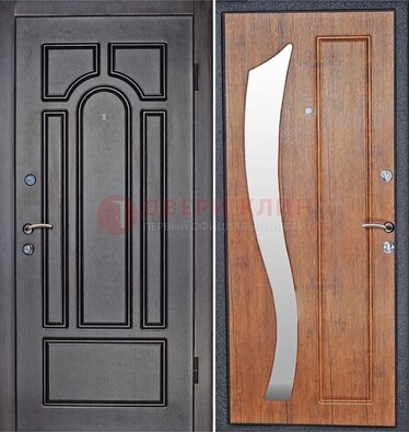 Темная железная дверь с зеркалом ДЗ-35 в Ростове-На-Дону