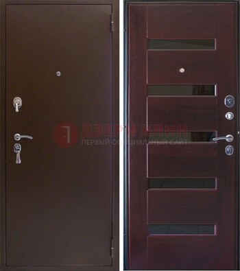 Темная железная дверь с зеркалом ДЗ-42 в Ростове-На-Дону