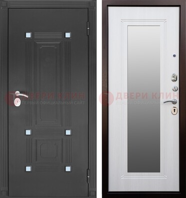 Стальная черная дверь МДФ с зеркалом ДЗ-76 в Ростове-На-Дону