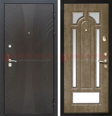 Темная металлическая дверь МДФ с различными зеркальными вставками внутри ДЗ-82 в Ростове-На-Дону