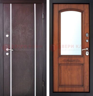 Входная дверь с МДФ и МДФ внутри с зеркалом ДЗ-88 в Ростове-На-Дону