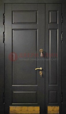 Черная полуторная железная дверь для частного дома ПЛ-2 в Ростове-На-Дону