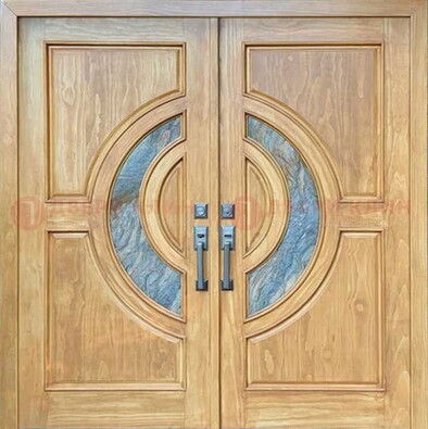 Двухстворчатая металлическая дверь с витражом ВЖ-11 в Ростове-На-Дону